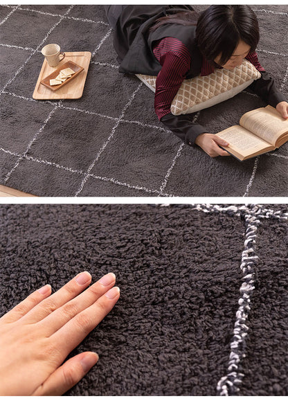 ラグマット ラグ カーペット 洗える 約185×185 コットン 正方形 北欧 フローリング 絨毯 ダイニング キッチン リビング おしゃれ オールシーズン モダン おしゃれ(代引不可)