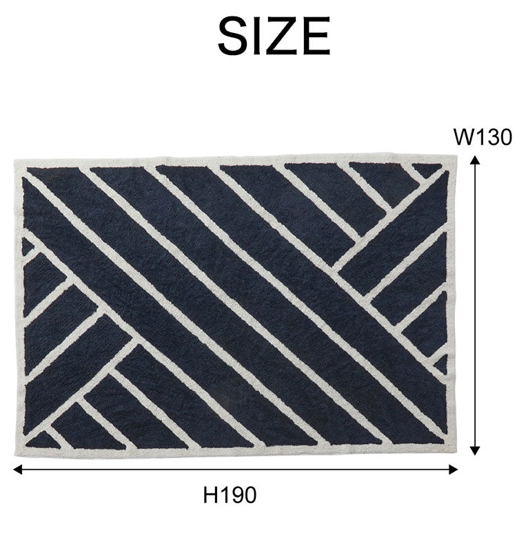 ラグ 130×190 絨毯 カーペット リビング 寝室 北欧 ナチュラル カジュアル シンプル アイボリー グレー おしゃれ 子供部屋 コットン デザイン 保温力 通気性 かわいい(代引不可)