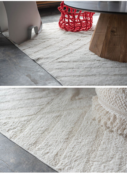 ラグ 130×190 絨毯 カーペット リビング 寝室 北欧 ナチュラル カジュアル シンプル アイボリー グレー おしゃれ 子供部屋 コットン デザイン 保温力 通気性 かわいい(代引不可)