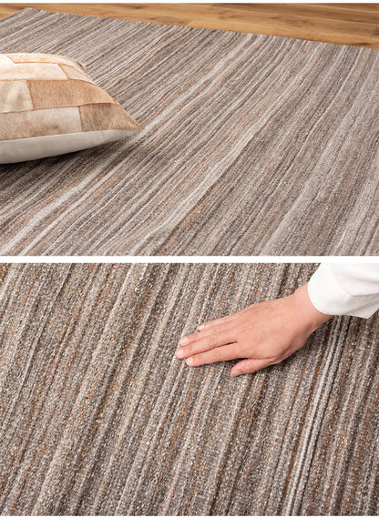 ラグ カーペット 絨毯 長方形 四角 170 230 リビング 寝室 シンプル おしゃれ ベージュ 混色 ストライプ 手織り オールシーズン コットン 綿 ナチュラル 北欧 モダン(代引不可)