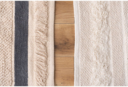 マット 幅50×奥行80cm 玄関マット ストライプ コットン 綿 ふわふわ かわいい おしゃれ 北欧 インテリア リビング ダイニング ナチュラル 手織り(代引不可)