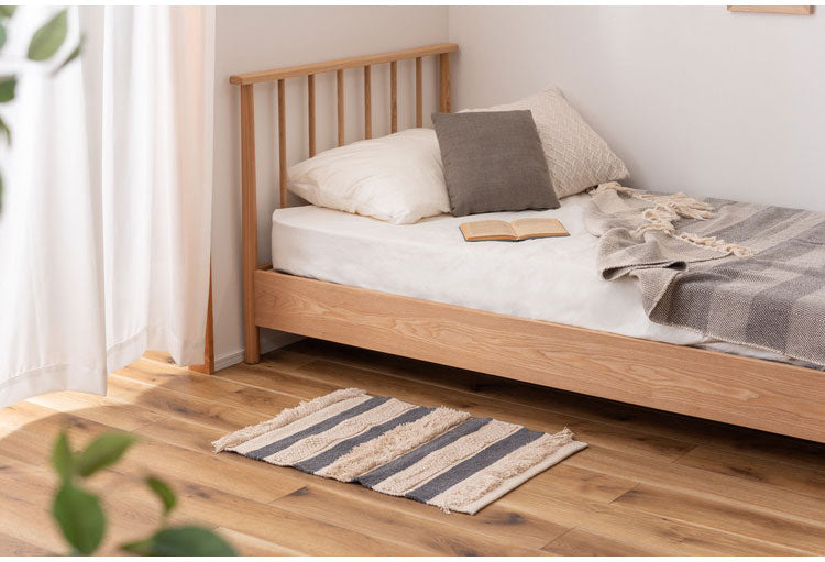 マット 幅50×奥行80cm 玄関マット ストライプ コットン 綿 ふわふわ かわいい おしゃれ 北欧 インテリア リビング ダイニング ナチュラル 手織り(代引不可)