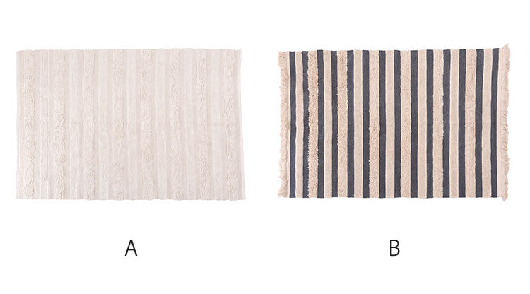 マット 幅130×奥行190cm 玄関マット ストライプ コットン 綿 ふわふわ かわいい おしゃれ 北欧 インテリア リビング ダイニング ナチュラル 手織り(代引不可)