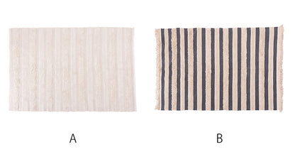 マット 幅130×奥行190cm 玄関マット ストライプ コットン 綿 ふわふわ かわいい おしゃれ 北欧 インテリア リビング ダイニング ナチュラル 手織り(代引不可)