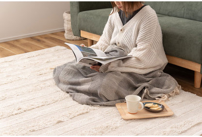 マット 幅130×奥行190cm 玄関マット ストライプ コットン 綿 ふわふわ かわいい おしゃれ 北欧 インテリア リビング ダイニング ナチュラル 手織り(代引不可)