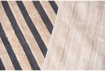 マット 幅130×奥行190cm 玄関マット ストライプ コットン 綿 ふわふわ かわいい おしゃれ 北欧 インテリア リビング ダイニング ナチュラル 手織り(代引不可)