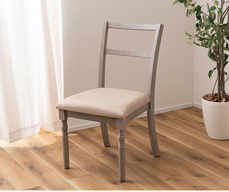 ダイニングチェア アンティーク ターンドレッグ ラバーウッド 天然木 木製 ブラウン グレー クラシック シャビーシック シンプル 椅子 イス いす チェアー ろくろ脚 ファブリック おしゃれ インテリア(代引不可)