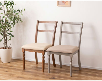 ダイニングチェア アンティーク ターンドレッグ ラバーウッド 天然木 木製 ブラウン グレー クラシック シャビーシック シンプル 椅子 イス いす チェアー ろくろ脚 ファブリック おしゃれ インテリア(代引不可)