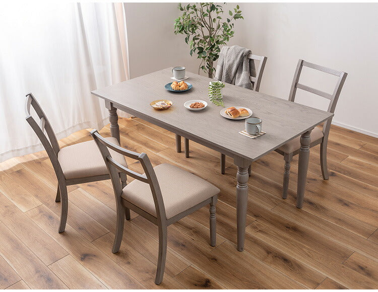 ダイニングチェア アンティーク ターンドレッグ ラバーウッド 天然木 木製 ブラウン グレー クラシック シャビーシック シンプル 椅子 イス いす チェアー ろくろ脚 ファブリック おしゃれ インテリア(代引不可)