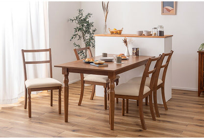 ダイニングチェア アンティーク ターンドレッグ ラバーウッド 天然木 木製 ブラウン グレー クラシック シャビーシック シンプル 椅子 イス いす チェアー ろくろ脚 ファブリック おしゃれ インテリア(代引不可)