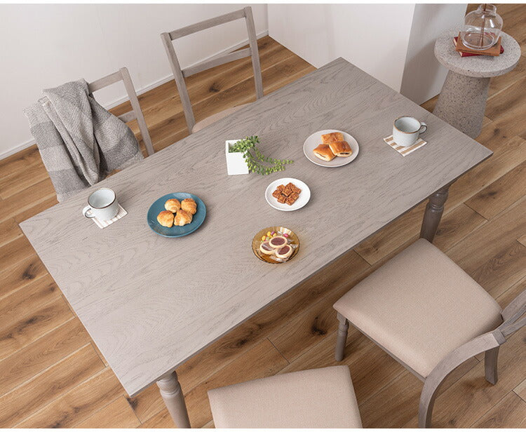 ダイニングテーブル 幅150cm 奥行80cmアンティーク ターンドレッグ アッシュ ラバーウッド 長方形 四角 天然木 木製 ブラウン グレー クラシック シャビーシック 食卓机 おしゃれ 北欧 ダイニング(代引不可)