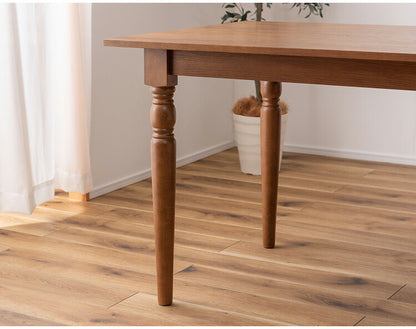 ダイニングテーブル 幅150cm 奥行80cmアンティーク ターンドレッグ アッシュ ラバーウッド 長方形 四角 天然木 木製 ブラウン グレー クラシック シャビーシック 食卓机 おしゃれ 北欧 ダイニング(代引不可)