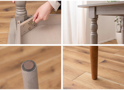 ダイニングテーブル 幅150cm 奥行80cmアンティーク ターンドレッグ アッシュ ラバーウッド 長方形 四角 天然木 木製 ブラウン グレー クラシック シャビーシック 食卓机 おしゃれ 北欧 ダイニング(代引不可)