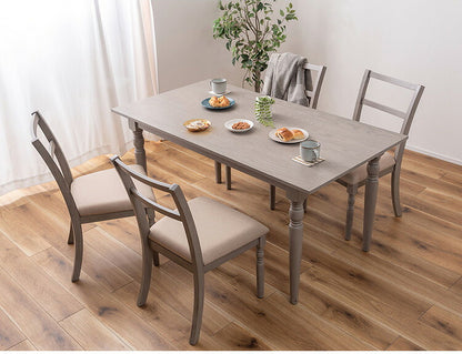 ダイニングテーブル 幅150cm 奥行80cmアンティーク ターンドレッグ アッシュ ラバーウッド 長方形 四角 天然木 木製 ブラウン グレー クラシック シャビーシック 食卓机 おしゃれ 北欧 ダイニング(代引不可)