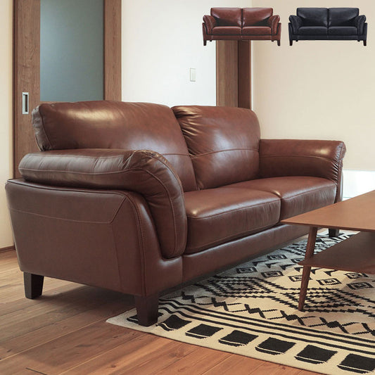 本革ソファ ブラック ソファ 椅子 家具 おしゃれ インテリア 2人掛け ソファー 木フレーム ウィービングベルト 本革 ボンデッドレザー 人気 おすすめ(代引不可)