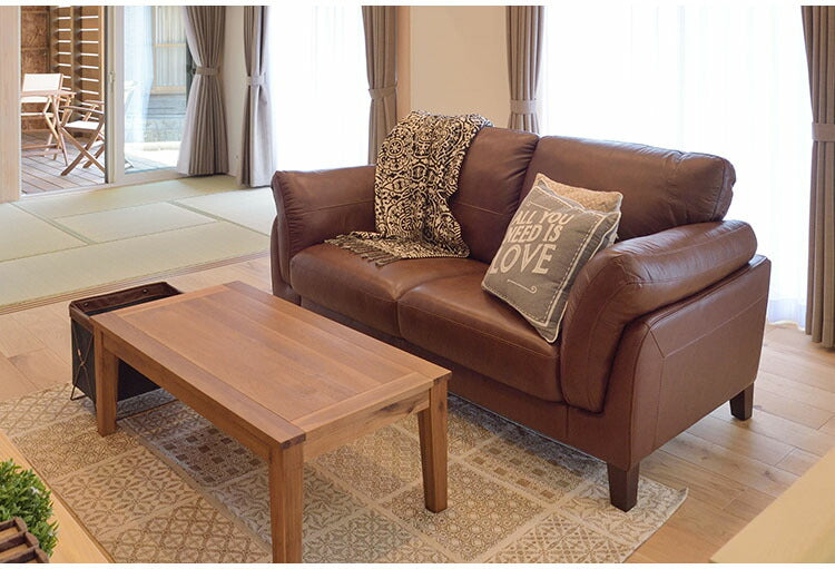 本革ソファ ブラック ソファ 椅子 家具 おしゃれ インテリア 2人掛け ソファー 木フレーム ウィービングベルト 本革 ボンデッドレザー 人気 おすすめ(代引不可)