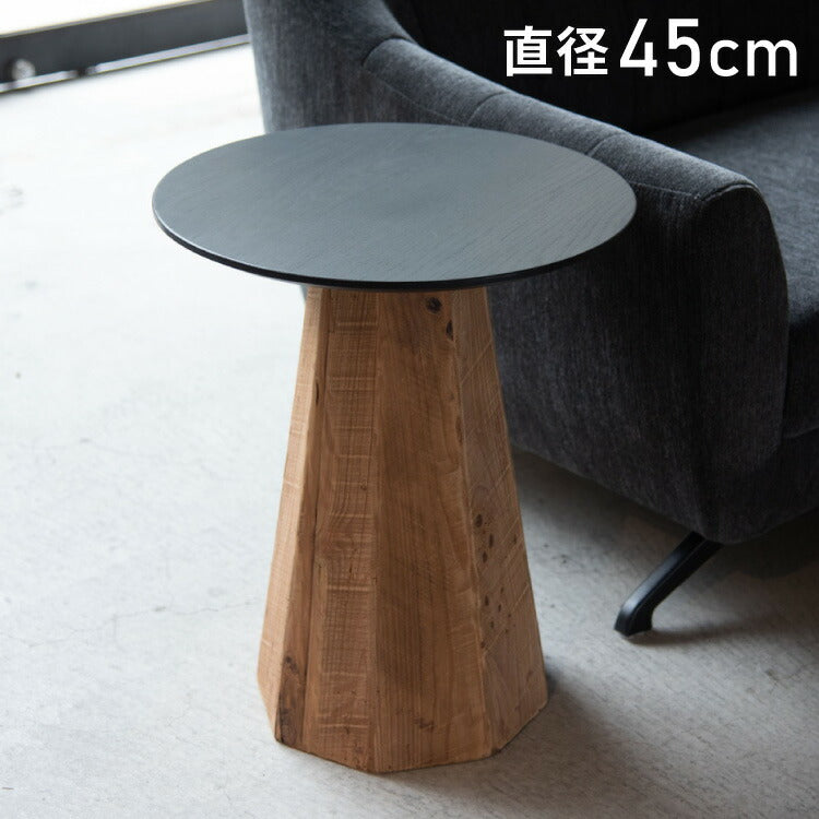 サイドテーブル 天然木 木製 古材 ナイトテーブル 木製 天然木 丸い 丸型 円形 おしゃれ 北欧 ヴィンテージ ビンテージ モダン ブラック 黒 ブラウン 新生活(代引不可)