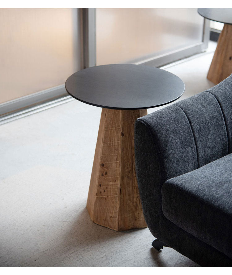 サイドテーブル 天然木 木製 古材 ナイトテーブル 木製 天然木 丸い 丸型 円形 おしゃれ 北欧 ヴィンテージ ビンテージ モダン ブラック 黒 ブラウン 新生活(代引不可)