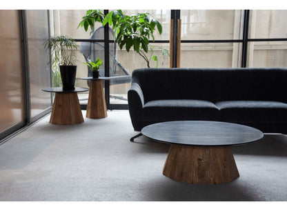 サイドテーブル 天然木 木製 古材 ナイトテーブル 木製 天然木 丸い 丸型 円形 おしゃれ 北欧 ヴィンテージ ビンテージ モダン ブラック 黒 ブラウン 新生活(代引不可)