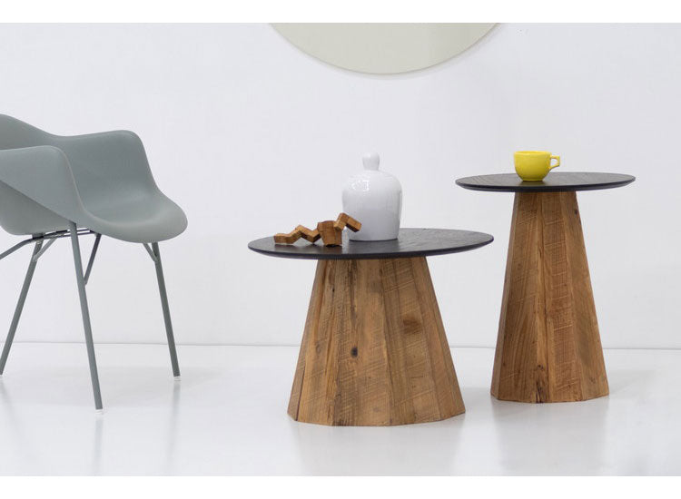 サイドテーブル 天然木 木製 古材 ナイトテーブル 木製 天然木 丸い 丸型 円形 おしゃれ 北欧 ヴィンテージ ビンテージ モダン ブラック 黒 ブラウン 新生活(代引不可)