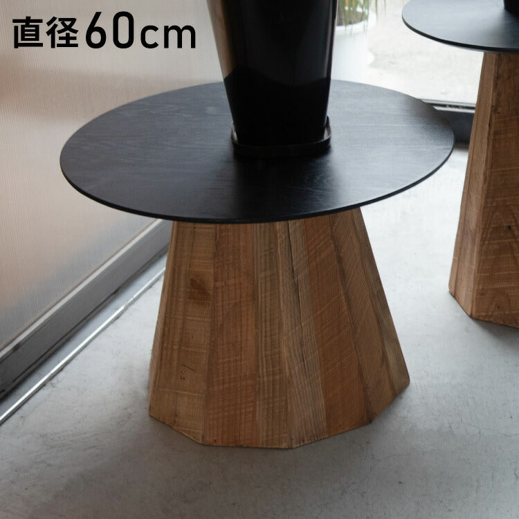 ローテーブル 幅60cm 天然木 古材 センターテーブル リビングテーブル 机 木製 天然木 丸い 丸型 円形 おしゃれ 北欧 ヴィンテージ ビンテージ モダン ブラック 黒 ブラウン(代引不可)