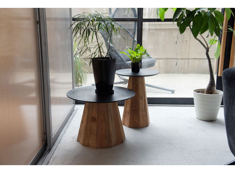 ローテーブル 幅60cm 天然木 古材 センターテーブル リビングテーブル 机 木製 天然木 丸い 丸型 円形 おしゃれ 北欧 ヴィンテージ ビンテージ モダン ブラック 黒 ブラウン(代引不可)