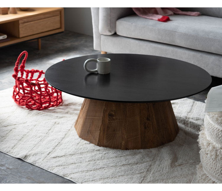 ローテーブル 幅90cm 天然木 古材 センターテーブル リビングテーブル 机 木製 天然木 丸い 丸型 円形 おしゃれ 北欧 ヴィンテージ ビンテージ モダン ブラック 黒 ブラウン(代引不可)