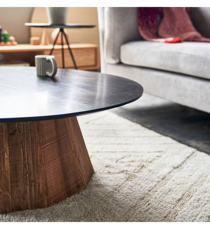 ローテーブル 幅90cm 天然木 古材 センターテーブル リビングテーブル 机 木製 天然木 丸い 丸型 円形 おしゃれ 北欧 ヴィンテージ ビンテージ モダン ブラック 黒 ブラウン(代引不可)