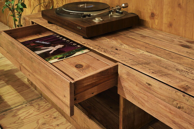 ローボード テレビボード 幅210センチ パイン古材 大型 ワイド テレビ台 AVボード TVラック 北欧 ブラウン ヴィンテージテレビ台 アジアン(代引不可)