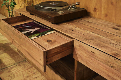 ローボード テレビボード 幅210センチ パイン古材 大型 ワイド テレビ台 AVボード TVラック 北欧 ブラウン ヴィンテージテレビ台 アジアン(代引不可)