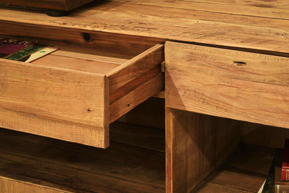 ローボード テレビボード 幅210センチ パイン古材 大型 ワイド テレビ台 AVボード TVラック 北欧 ブラウン ヴィンテージテレビ台 アジアン(代引不可)