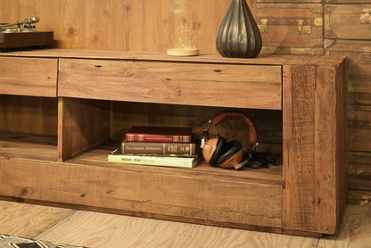 ローボード テレビボード 幅210センチ パイン古材 大型 ワイド テレビ台 AVボード TVラック 北欧 ブラウン ヴィンテージテレビ台 アジアン(代引不可)