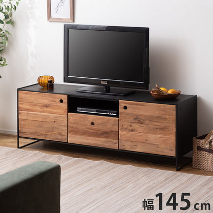 ローボード ローボード ボード ヴィンテージ インダストリアル 収納 収納付き 大容量 コード穴 コンセント穴付き 天然木 木製 テレビ台 TV台 テレビボード TVボード AVボード ロータイプ おしゃれ(代引不可)