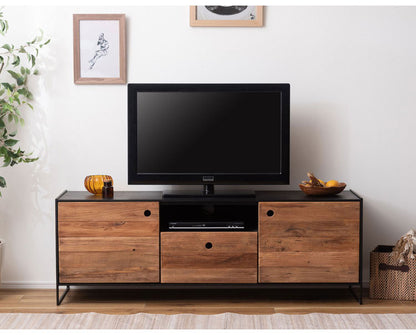 ローボード ローボード ボード ヴィンテージ インダストリアル 収納 収納付き 大容量 コード穴 コンセント穴付き 天然木 木製 テレビ台 TV台 テレビボード TVボード AVボード ロータイプ おしゃれ(代引不可)