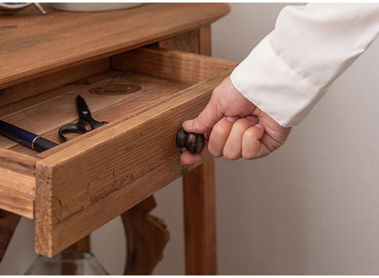 コンソール 幅95cm 天然木 収納 インテリア 北欧 かわいい おしゃれ 引き出し 組立 リビング ダイニング テーブル デスク スリム コンパクト 省スペース(代引不可)