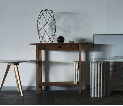 コンソール 幅95cm 天然木 収納 インテリア 北欧 かわいい おしゃれ 引き出し 組立 リビング ダイニング テーブル デスク スリム コンパクト 省スペース(代引不可)