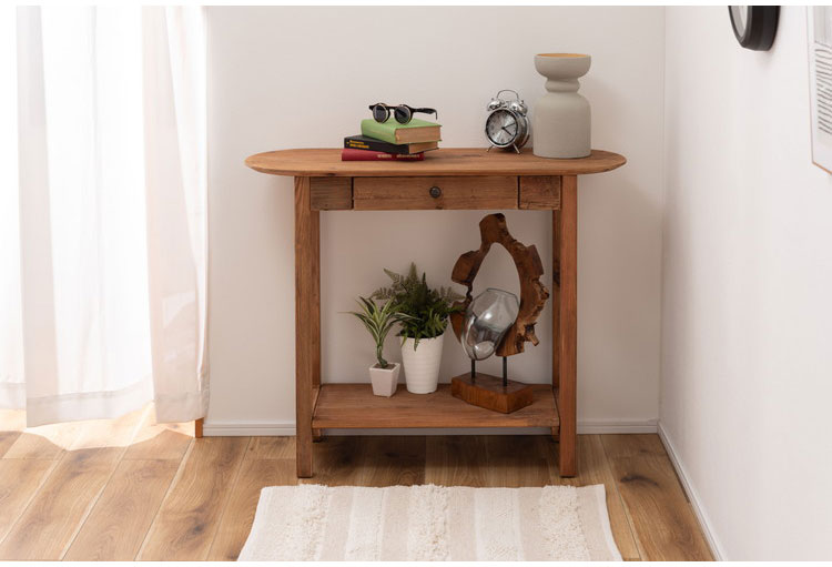 コンソール 幅95cm 天然木 収納 インテリア 北欧 かわいい おしゃれ 引き出し 組立 リビング ダイニング テーブル デスク スリム コンパクト 省スペース(代引不可)
