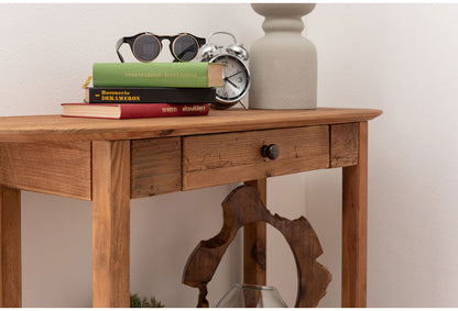 コンソール 幅95cm 天然木 収納 インテリア 北欧 かわいい おしゃれ 引き出し 組立 リビング ダイニング テーブル デスク スリム コンパクト 省スペース(代引不可)