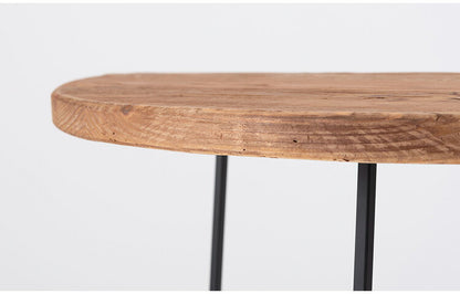 コンソール WE-8 東谷 コンソールテーブル テーブル 木製 幅83cm コンソール 天然木 無垢 パイン 古材 半円 三日月型 バックカウンター ソファ裏 ソファー 後ろ アイアン 脚 ブラック 黒(代引不可)