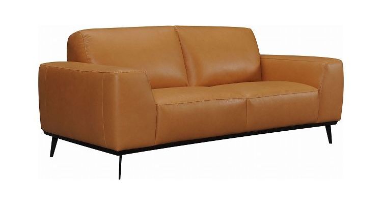 ソファ ソファー 肘掛け アームソファ 脚付き 幅200cm チェア 本革 革 レザー スチール スタイリッシュ 高級感 上品 上質 ミッドセンチュリー ステッチ おしゃれ(代引不可)