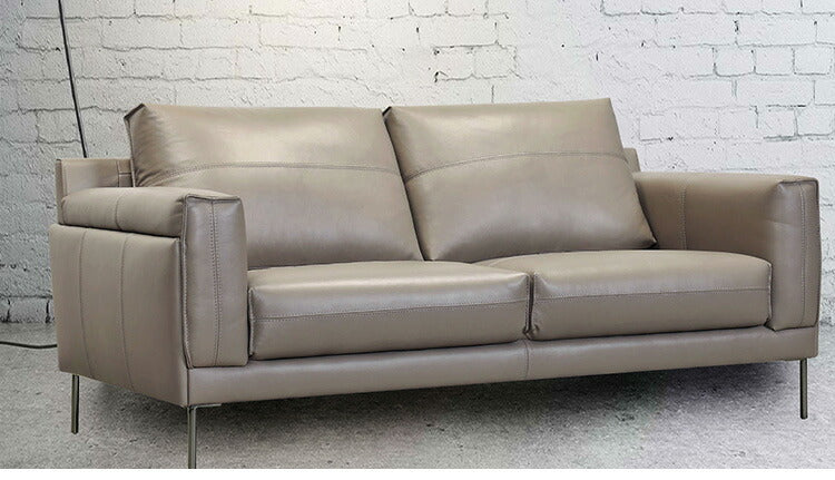 ソファ 2人掛け 3人掛け 幅193cm ソファベッド グレー 本革 レザー 木製フレーム 肘置き 肘付き ローソファ コンパクト フロアソファ おしゃれ 北欧 リビング 一人暮らし シンプル 新生活(代引不可)