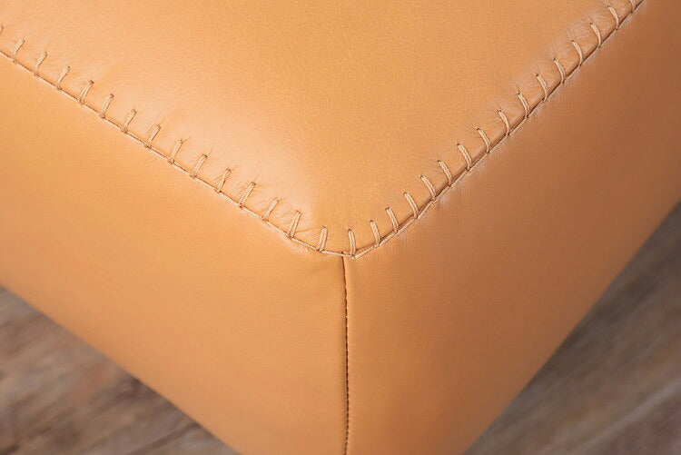 オットマン 1人掛け 1人用 ソファ ソファー チェア 足置き 本革 革 レザー スチール スタイリッシュ 高級感 上品 上質 ミッドセンチュリー ステッチ おしゃれ(代引不可)