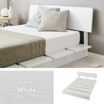 ベッドフレーム ステージベッド マットレスセット ボンネルコイルマットレス 宮付き セミダブル 宮棚 すのこベッド フロアベッド ロータイプ おしゃれ ローベッド 木製 木目調 木製ベッド