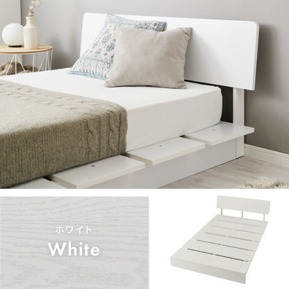 ベッドフレーム ステージベッド マットレスセット ポケットルコイルマットレス 宮付き シングル 宮棚 すのこベッド フロアベッド ロータイプ おしゃれ ローベッド 木製 木目調 木製ベッド