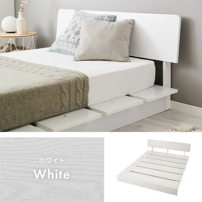 ベッドフレーム ステージベッド 単品 宮付き ダブル 宮棚 すのこベッド フロアベッド ロータイプ おしゃれ ローベッド 木製 木目調 木製ベッド ベッド下収納