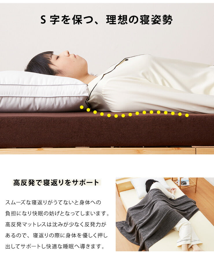 高反発 マットレス ダブル 洗える カバー 収納バンド付き 厚さ10cm 190N 高密度 エコテックス認証 ウレタン マット ゴムバンド 腰痛 コンパクト ベッド 硬め 敷き布団 寝具