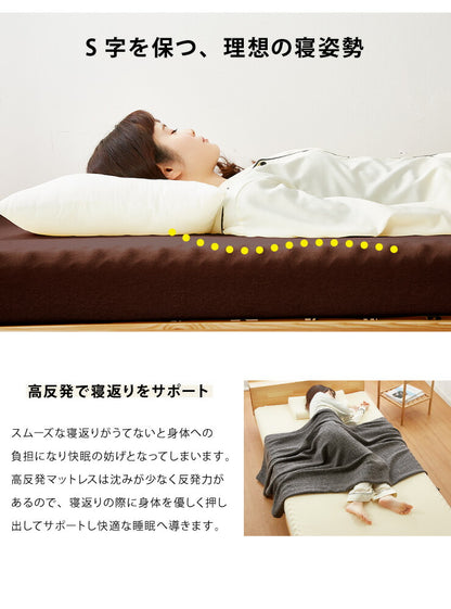 高反発マットレス シングル プロファイル 洗える カバー 収納バンド付き 厚さ10cm 190N ウレタン 腰痛 マット ゴムバンド 硬め