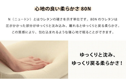 まくら 低反発 幅47cm 洗えるカバー ウレタン 80N やわらかめ パイル生地 アイボリー ブラウン 体圧分散 選べる高さ 安眠 快眠 寝姿勢 ISO9001認定工場 エコテックス規格認証生地 枕 ピロー