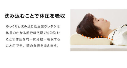 まくら 低反発 幅47cm 洗えるカバー ウレタン 80N やわらかめ パイル生地 アイボリー ブラウン 体圧分散 選べる高さ 安眠 快眠 寝姿勢 ISO9001認定工場 エコテックス規格認証生地 枕 ピロー