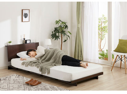 フロアベッド シングル フレームのみ 棚付き コンセント付き 宮棚 ロースタイル 木製 すのこ 北欧 ベッド ローベッド ベッドフレーム すのこベッド ベット